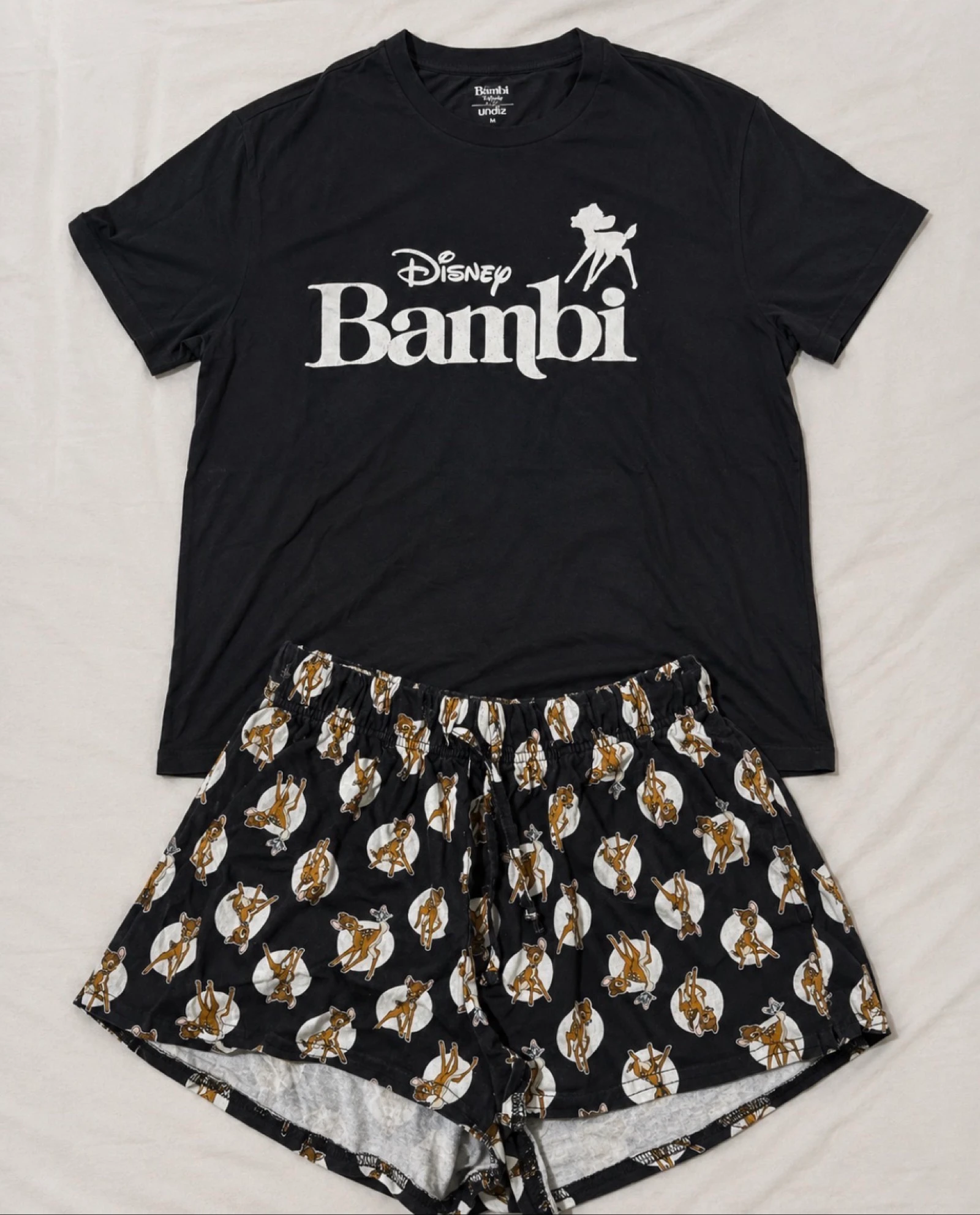 Pyjama Disney Bambi Undiz noir – Ensemble t-shirt + short – Taille M